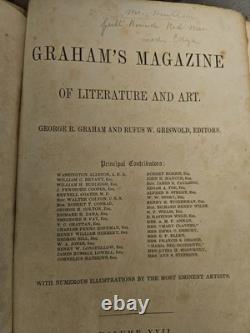 Rare Grahams Magazine 1848- 1st Edition With Edgar Allen Poe Volumes 22 & 23