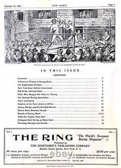 Rare Vintage Reprint of First Ever Edition of Boxing's Ring Magazine, 15.02.1922