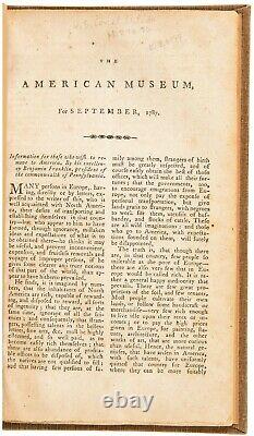 The American Museum, September 1787 First Magazine Printing of US Constitution