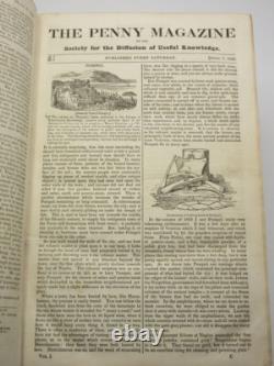 The Penny Magazine Vol I & II Complete 1832/1833 1st Edition Leather Binding