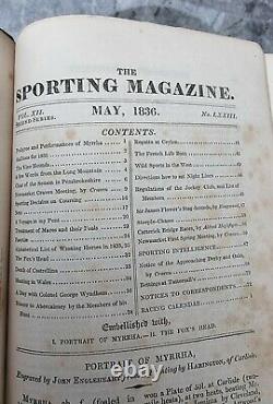 VERY RARE 6 X The Sporting Magazine BOOKS 1835-1837 VOL 10 TO 14 +1 FROM 1869