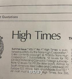Vintage 1974 HIGH TIMES MAGAZINE PREMIER ISSUE #1 (COLLECTORS EDITION) 1ST wow