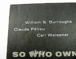 William Burroughs Pelieu Weissner SO WHO OWNS DEATH TV 1st ed black wraps 1967