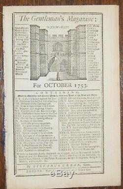 1753 Gentleman's Magazine Octobre Juifs Projet De Loi Antisemitisme Louisiane Boston & C
