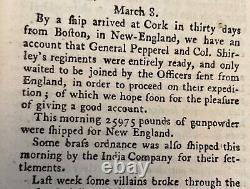 1755 Magazine Universel Guerre de Sept Ans Forts Virginie Ruches d'Abeilles Apiculture