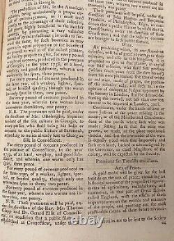 1758 Revue universelle des colonies du magazine New York Pa French & Indian War Silkworms Wine