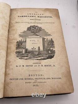 1835 Volume Un Le Magazine et Registre des Jardiniers Américains cuir et planches