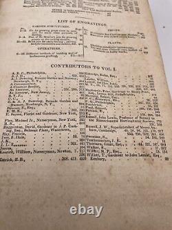 1835 Volume Un Le Magazine et Registre des Jardiniers Américains cuir et planches