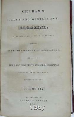 1841, Edgar Allan Poe, Le Magazine Graham Vol. Xix, Histoire Poèmes Critiques Plaques
