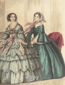1857 Magazine Illustré de Graham 1ère Édition Tennyson, Planches de Mode