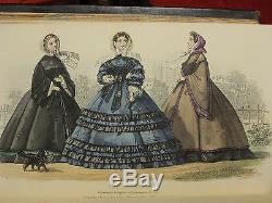 1860 Domestic Magazine Mode Pour Femmes Plaques De Couleurs Victorian Fine Binding Set