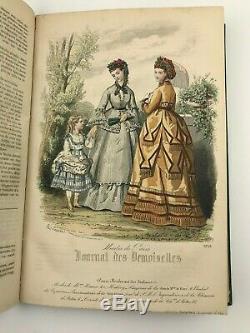 1870 Journal Des Demoiselles Colorisée Mode Magazine Plaques Victorienne