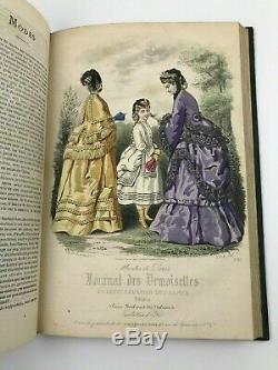 1871 Journal Des Demoiselles Colorisée Mode Magazine Plaques Victorienne
