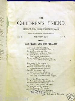 1902 Enfants Ami Vol. 1 Magazine Cuir Complet Mormon Lds Primaire Rare