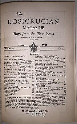 1933-4, 13 numéros du Magazine Rosicrucien, Max Heindel, Croix Rose, Occulte