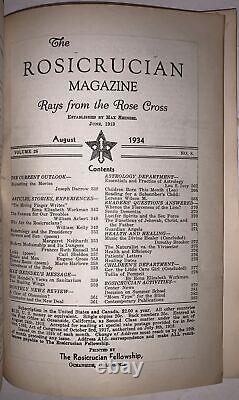 1933-4, 13 numéros du Magazine Rosicrucien, Max Heindel, Croix Rose, Occulte