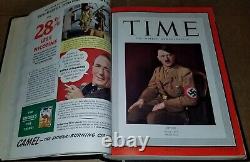 ANNÉE COMPLÈTE 1941 Time Magazine relié en noir Adolph Hitler Winston Churchill