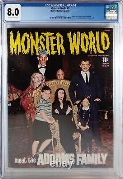 CGC 8.0 MONSTER WORLD #9 LA FAMILLE ADDAMS Couverture Photo Mercredi 1966 WARREN