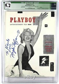 Cgc 9.2 Hugh Hefner Signé # 1 Playboy Reprint Auto Graded 10,0 Beckett # A10808