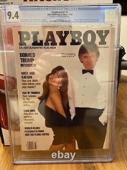 Cgc 9.4 Playboy V37 #3 Mars 1990 Président Donald Trump Et Chromium Cover Card