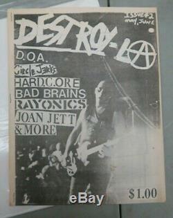 Detruire L. A. # 2 1982 Circle Jerks Bad Brains Doa Punk Fanzine Diy Kbd Authentique