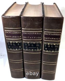 Encyclopédie Britannica Première Édition Coffret 1768-1771 3 Volumes Réplique en Fac-similé