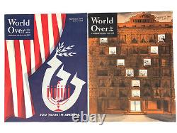 Ensemble de 12 magazines juifs WORLD OVER des années 1950 avec couvertures en art de EZEKIEL SCHLOSS MCM