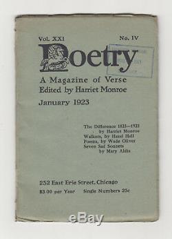 Ernest Hemingway Début Poésie A Magazine Verse Janvier 1923 Vol XXI No IV