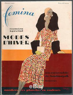 Femina Magazine Octobre 1930 Benigni Vintage Français Mode Art Déco