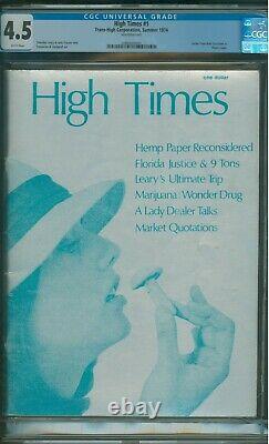 High Times Magazine #1 Cgc 4.5 Première Impression 1 $ Couverture De Feuille 1/1000 Copies 1974