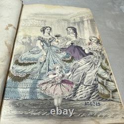 Le livre des dames de Godey Magazine année complète 12 planches en couleur époque de la guerre civile 1861 cuir