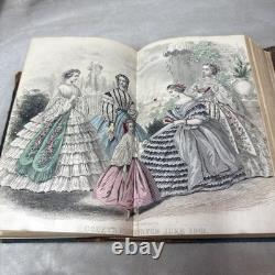 Le livre des dames de Godey Magazine année complète 12 planches en couleur époque de la guerre civile 1861 cuir
