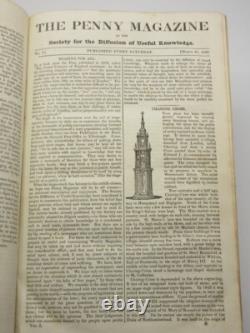 Le magazine de penny Vol I & II complet 1832/1833 1ère édition reliure en cuir