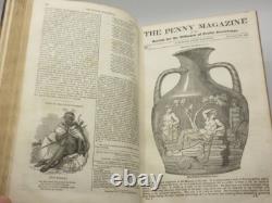 Le magazine de penny Vol I & II complet 1832/1833 1ère édition reliure en cuir