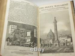 Le magazine de penny Vol I & II complet 1832/1833 1ère édition reliure en cuir