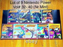 Lot de 9 magazines Nintendo Power n°32-40 Excellent-Près de la perfection Complet RARE