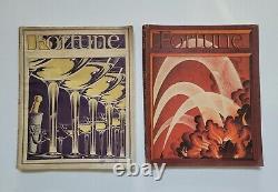 Lot de 9 magazines antiques FORTUNE de 1937 avec publicités antiques des années 30 et art déco.