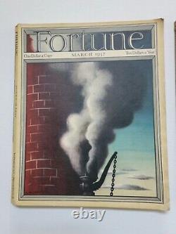 Lot de 9 magazines antiques FORTUNE de 1937 avec publicités antiques des années 30 et art déco.