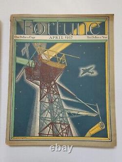 Lot de 9 magazines antiques FORTUNE de 1937 avec publicités antiques des années 30 et art déco.