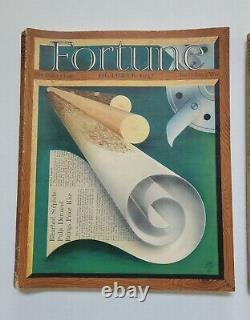 Lot de 9 magazines antiques FORTUNE de 1937 avec publicités antiques des années 30 et art déco.