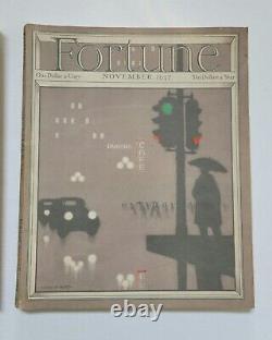 Lot de 9 magazines antiques FORTUNE de 1937 avec publicités antiques des années 30 et art déco.