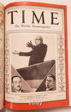 Magazine Time 13 juillet 1936 Joe DiMaggio Mussolini Gable Volume relié juillet-septembre