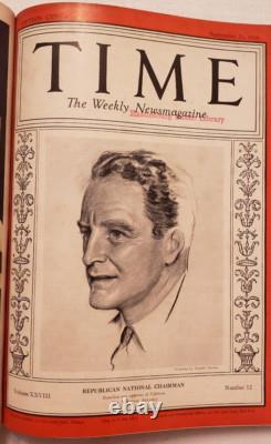 Magazine Time 13 juillet 1936 Joe DiMaggio Mussolini Gable Volume relié juillet-septembre