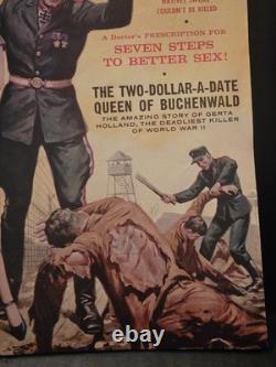 Magazine d’aventure pour hommes vintage, décembre 1959, couverture illustrée sur la torture nazie par Clarence Doore
