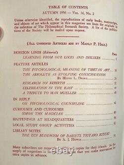 Manly P. Hall Horizon Journal Année Complète, 4 Numéros, 1956 Philosophie Occult