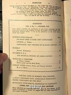 Manly P. Hall Horizon Journal Full Year, 4 Numéros, 1948 Philosophy Occult