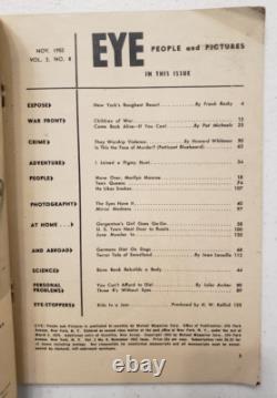 Marilyn Monroe Magazine EYE Novembre 1952 Vol 2 No 8 RARE ! HTF