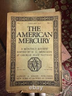 Mencken - 10 numéros de l'American Mercury des débuts 1924 (y compris vol 1/no 1)