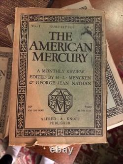 Mencken - 10 numéros de l'American Mercury des débuts 1924 (y compris vol 1/no 1)