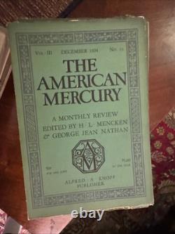 Mencken - 10 numéros de l'American Mercury des débuts 1924 (y compris vol 1/no 1)